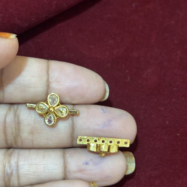 Four stones Flower shape Side Pendants, Set of 1 pair