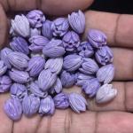 Coral Replica Synthetic Beads, Tulip Shape, 10x8mm Lavender, Pack Of 10 Pcs