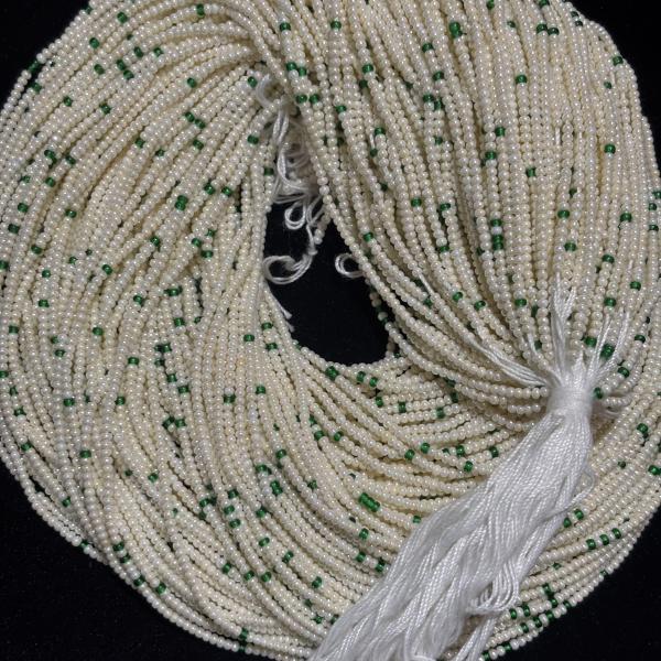 Sugar Beads Cream Shade  Green mix 1.5x2mm, Minimum Order Qty 5 lines