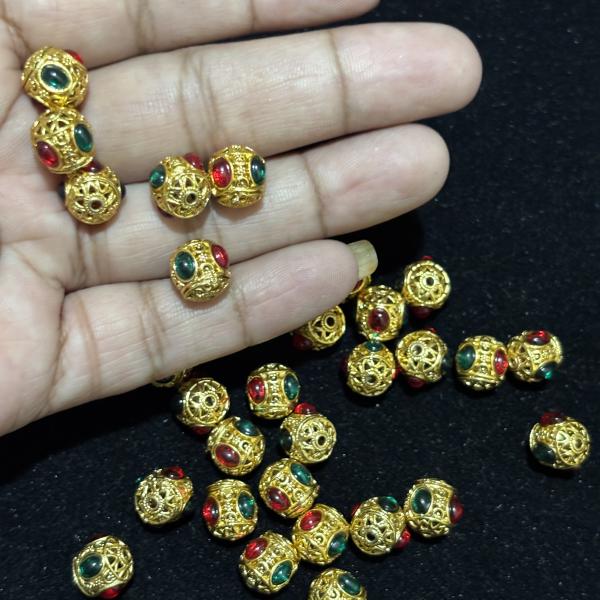 Gold Finish Multi colour Ball 8mm Sold By 1 pc