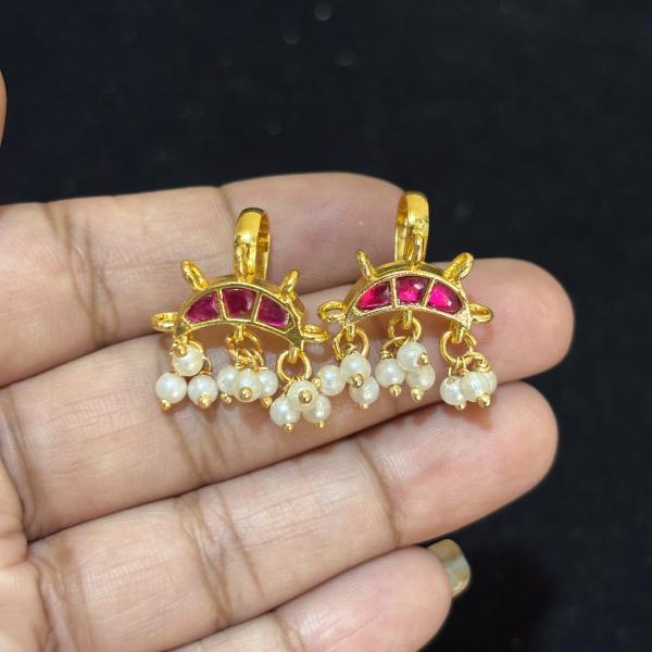 Jadav Kundan 3 Stone Moon Bugadi , set of pair