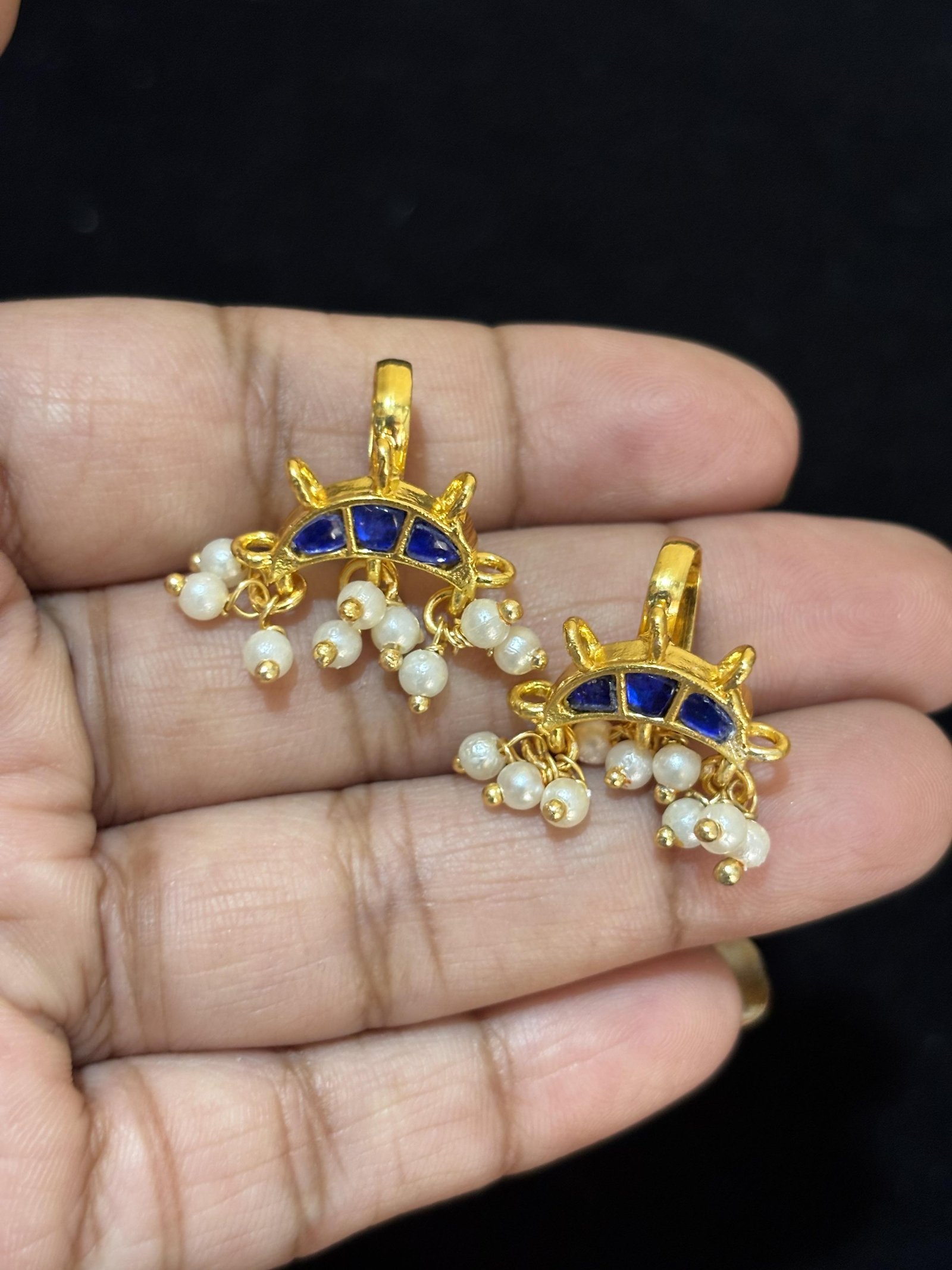 Jadav Kundan 3 Stone Moon Bugadi , set of pair