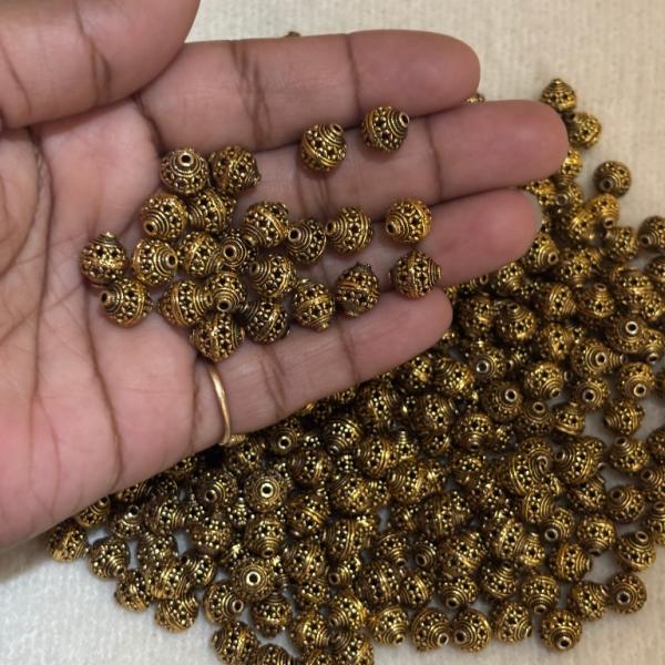 Antique Gold Nakshi balls  8x9mm Sold By 1 pc