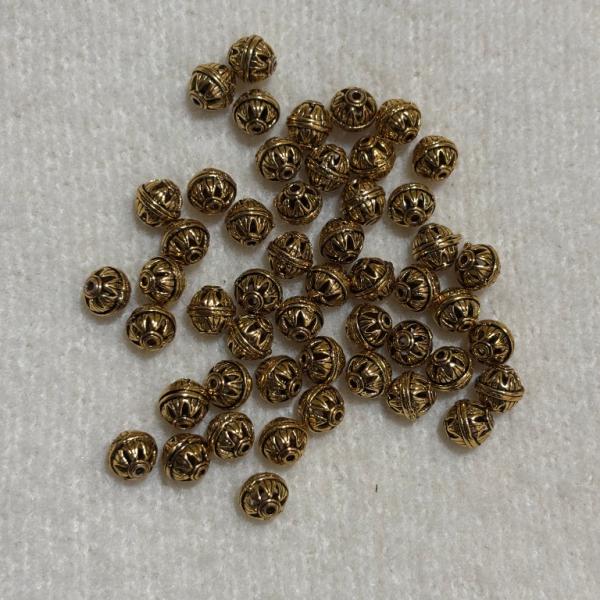 Antique Gold Nakshi balls  7.5x8mm Sold By 1 pc