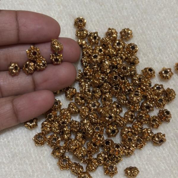 Antique Gold  Lotus Nakshi balls 4mm Sold By 1 pc