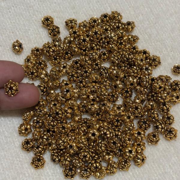 Antique Gold  Lotus Nakshi balls 6mm Sold By 1 pc