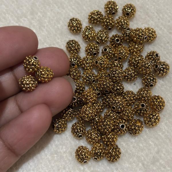 Antique Gold  Nakshi balls  6.2x6.9mm Sold By 1 pc