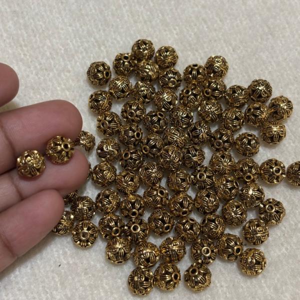 Antique Gold Nakshi balls  7.7x8.1mm Sold By 1 pc