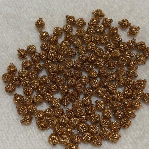 Antique Gold Nakshi balls  6x7.7mm Sold By 1 pc