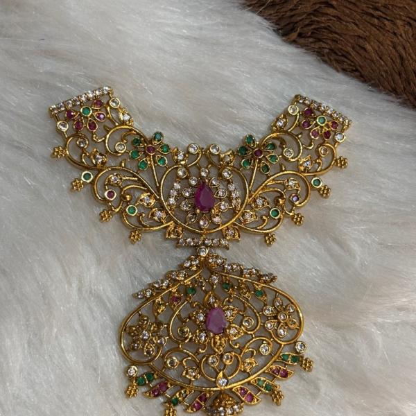 One Gram Gold Rani haram Pendant Without Earrings