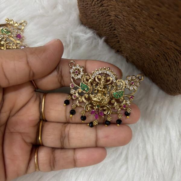 Antique black beads lakshmi devi pendant without earrings